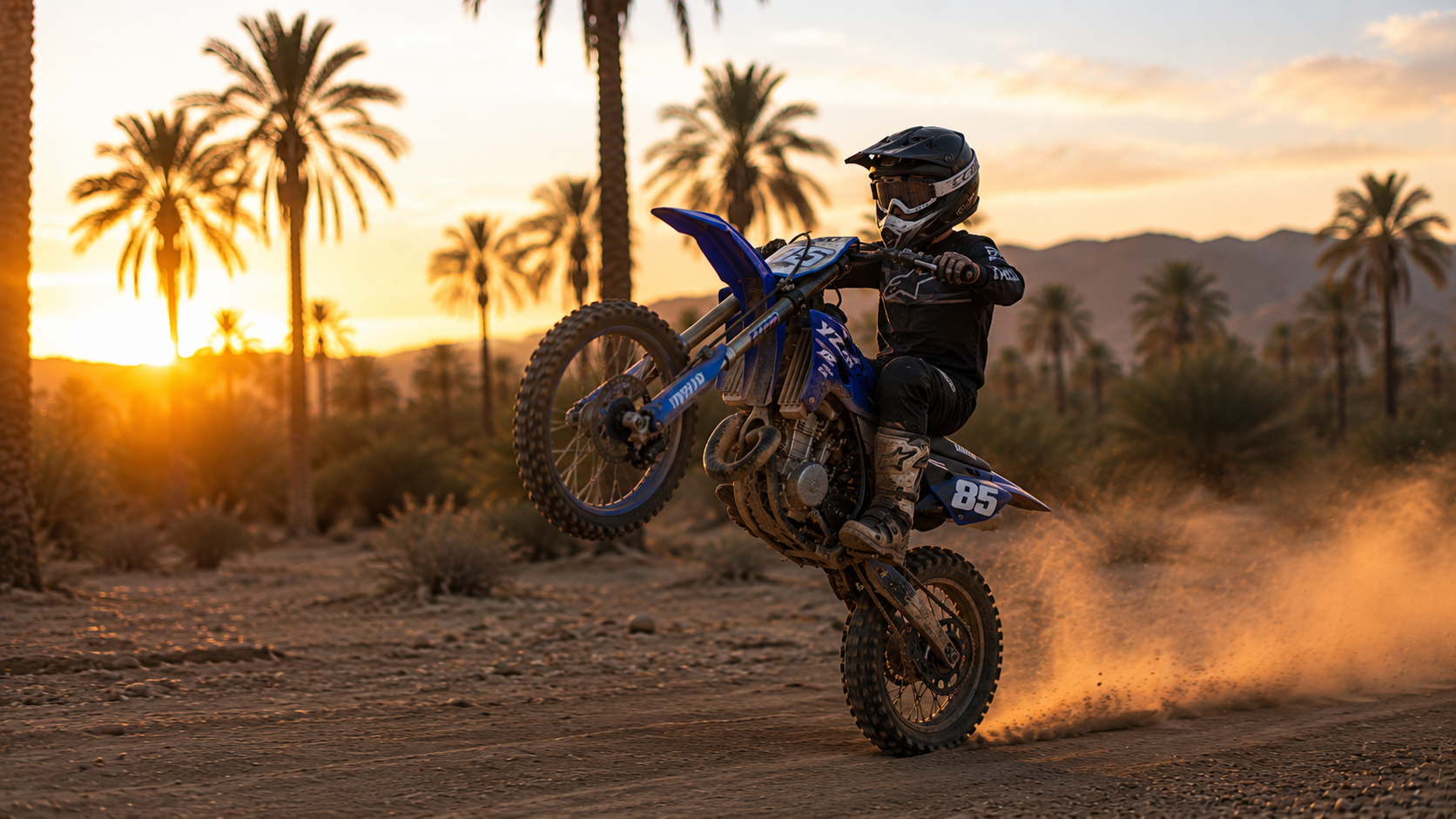 Moto Cross Yamaha YZ 85 dans le désert de Marrakech