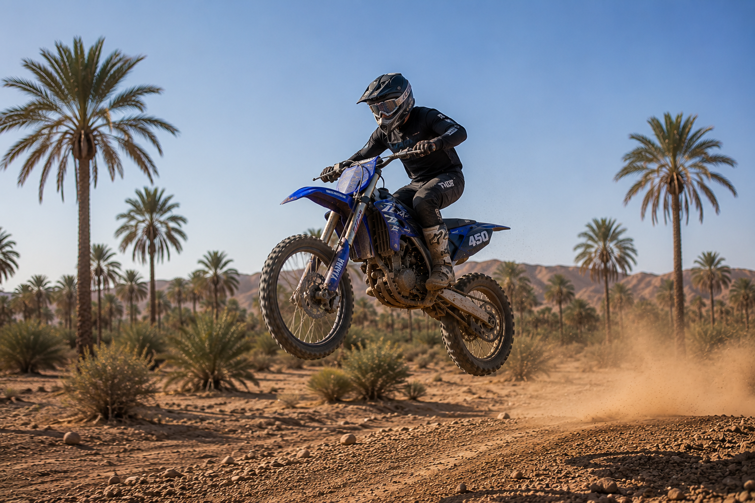 Moto Cross Yamaha YZ 450 dans le désert de Marrakech